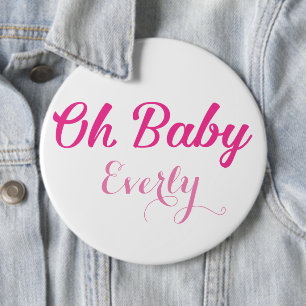 Oh Baby Gender Reveal Pink Girly Girl Button