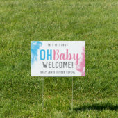 Oh Baby Gender Reveal Willkommen Rauchbombe-Party Gartenschild (Insitu)