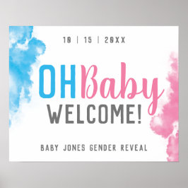 Oh Baby Gender Reveal Willkommen Rauchbombe-Party Poster