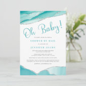Oh Baby Geode Dusche von Mail Aquamarin Silver Einladung (Stehend Vorderseite)