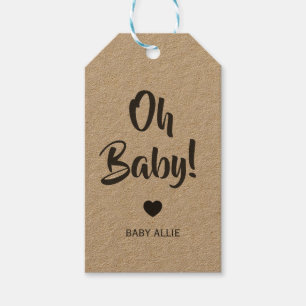 Oh Baby Geschenk Tag, Babydusche Tags, Kraft Gefal Geschenkanhänger