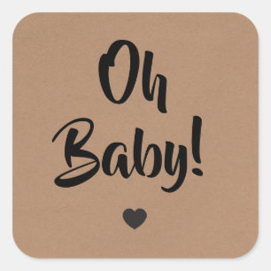 Oh Baby Geschenktafel, Babydusche-Tags, Kraft Quadratischer Aufkleber