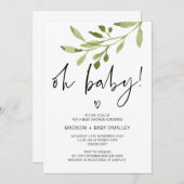 Oh Baby Geschlecht neutrale Dusche Einladung Grün (Vorne/Hinten)