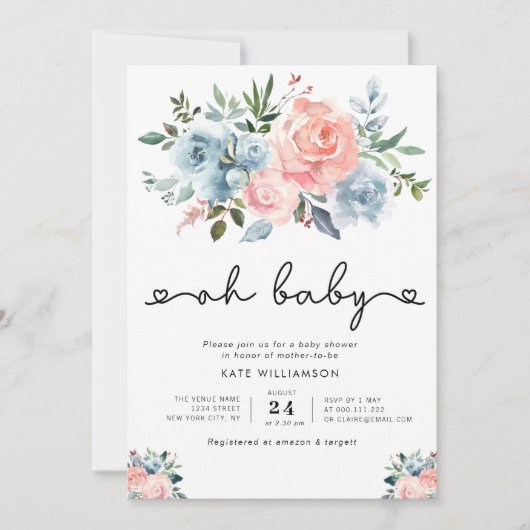 OH BABY | geschlechtsneutrale Babydusche Einladung (Vorderseite)