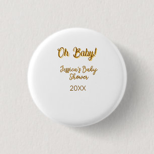oh baby geschlechtsneutrale Babyparty orange golde Button