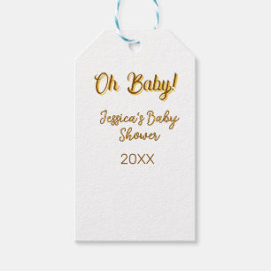 oh baby geschlechtsneutrale Babyparty orange golde Geschenkanhänger