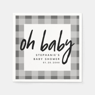 Oh Baby Gingham Unisex Baby Shower Serviette