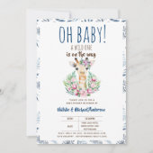 Oh Baby Giraffe A Wild One Safari Animal Floral Einladung (Vorderseite)