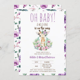 Oh Baby Giraffe A Wild One Safari Animal Floral Einladung