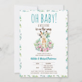 Oh Baby Giraffe A Wild One Safari Animal Floral Einladung (Vorderseite)