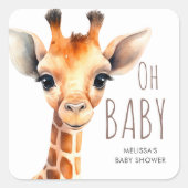 Oh Baby Giraffe Baby Dusche Gevor Quadratischer Aufkleber (Vorderseite)