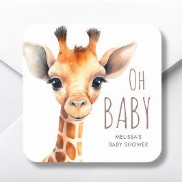 Oh Baby Giraffe Baby Dusche Gevor Quadratischer Aufkleber