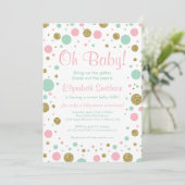 Oh Baby Girl, Baby Shower Einladung, Imitate Glitz Einladung (Stehend Vorderseite)