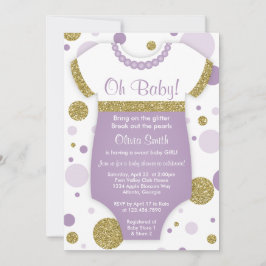 Oh Baby Girl, Baby Shower Einladung, Imitats Gold Einladung