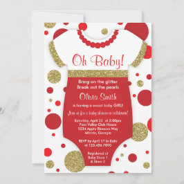 Oh Baby Girl, Baby Shower Einladung, Imitats Gold Einladung