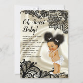Oh Baby Girl Black Lace & Ivory Einladung (Vorderseite)