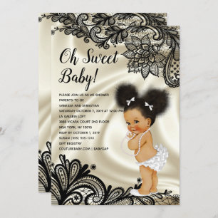 Oh Baby Girl Black Lace & Ivory Einladung