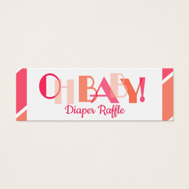 Oh Baby Girl Coral Modern Typografy Diaper Raffle (Vorderseite)