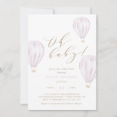 Oh Baby - Girl Hot Air Ballon Babydusche Einladung (Vorderseite)