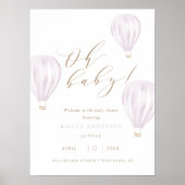 Oh Baby - Girl Hot Air Ballon Babydusche Poster (Vorne)