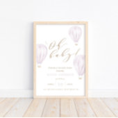 Oh Baby - Girl Hot Air Ballon Babydusche Poster