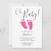 Oh Baby Girl Pink Feet Foto Babydusche Einladung (Vorderseite)