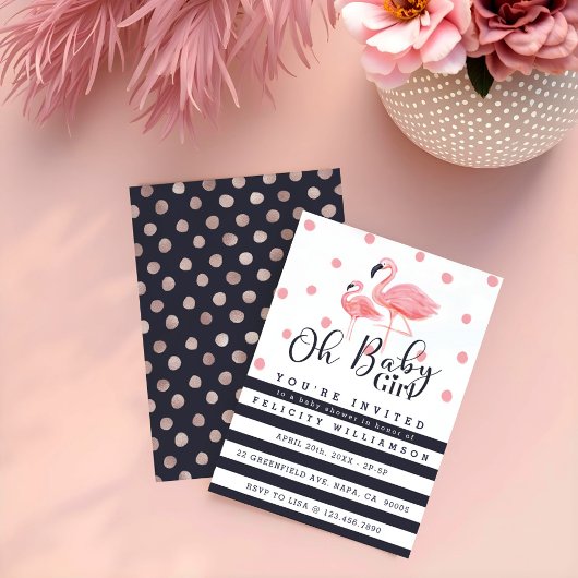 Oh Baby Girl Pink Flamingo Baby Dusche Einladung