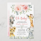 Oh Baby Girl Safari Animals Baby Dusche Einladung (Vorne/Hinten)