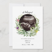 Oh Baby Girl Ultrasound Blütensüße Einladung (Vorderseite)