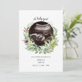 Oh Baby Girl Ultrasound Blütensüße Einladung (Stehend Vorderseite)
