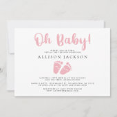 Oh Baby Girl Virtual Shower Pink Baby Feet Simple Einladung (Vorderseite)