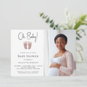 Oh Baby Girls Baby Dusche Einladung (Stehend Vorderseite)