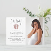 Oh Baby Girls Baby Dusche Einladung (Stehend Vorderseite)