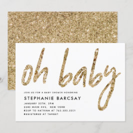 Oh Baby Glam Gold Glitzer Babydusche Einladung