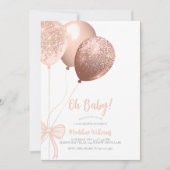 Oh Baby Glitzer Balloons Bow Baby Dusche Einladung (Vorderseite)