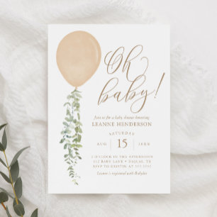 Oh Baby Gold Ballon Eucalyptus Baby Showdusche Inv Einladung
