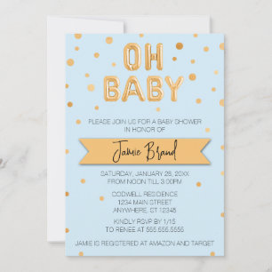 Oh Baby Gold Foil Balloon Baby Dusche Einladung