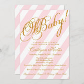 Oh Baby Gold Glitzer Stripe Baby Dusche Einladung (Vorne/Hinten)