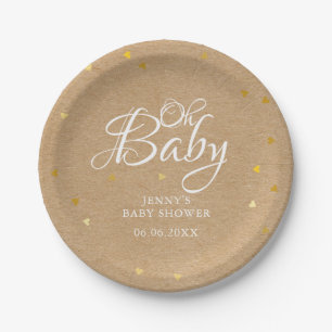 Oh Baby Gold Hearts Konfetti-Baby-Party/Baby-Empfä Pappteller