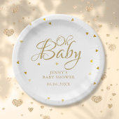 Oh Baby Gold Herz Confetti Babydusche/Sprinkle Pappteller