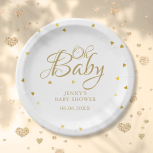 Oh Baby Gold Herzen Konfetti Baby Shower Streusel Pappteller