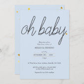 Oh Baby Gold Liebe Heart Baby Dusche / Sprinkle Einladung (Vorne/Hinten)