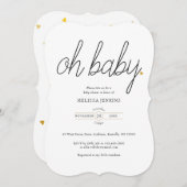 Oh Baby Gold Liebe Heart Baby Dusche / Sprinkle Einladung (Vorne/Hinten)