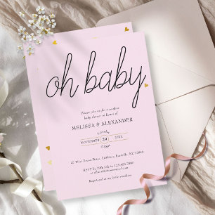 Oh Baby Gold Love Heart Paare Baby Shower Einladung