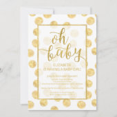 Oh, Baby! Gold Polka Dots Kinderdusche Einladung (Vorderseite)