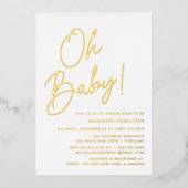 Oh Baby Gold Script Foto Baby Dusche Folieneinladung (Vorderseite)