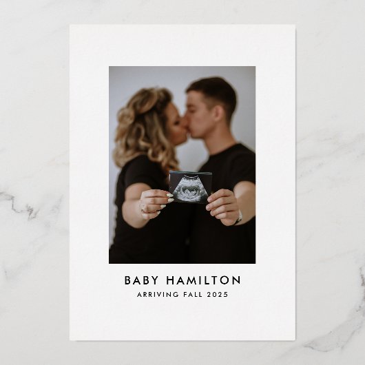 Oh Baby Gold Script Foto Baby Dusche Folieneinladung (Rückseite)