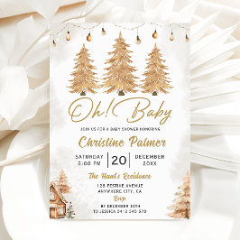 Oh, Baby! Gold Tree Christmas Baby Shower Party Einladung