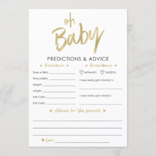 Oh Baby Gold Vorhersagen und Advice Card Einladung