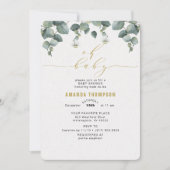 Oh Baby Golden Eucalyptus Baby Dusche Einladung (Vorderseite)